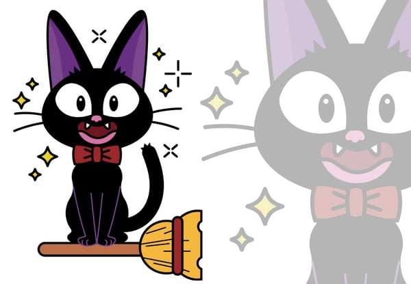 How to draw Jiji the cat (Kiki's Delivery Service) in Illustrator